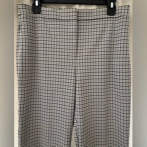 Theory Houndstooth Dress Pants Size 8 Black White Straight Leg Work - Picture 5 of 8